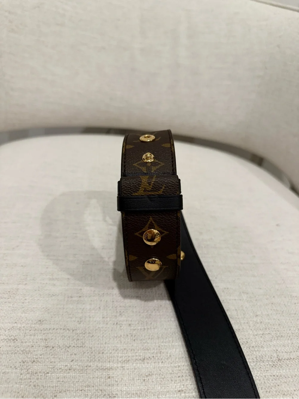 Louis Vuitton Brown Monogram and Black Leather Shoulder Strap